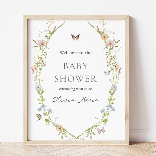 Wildflower Butterfly Garden Baby Welcome Sign