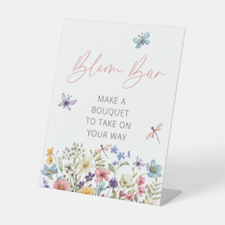 Wildflower Butterfly Garden Bloom Bar Pedestal Sign