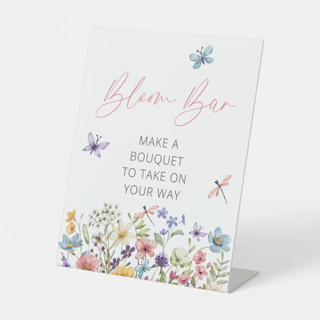 Wildflower Butterfly Garden Bloom Bar Pedestal Sign (Front)