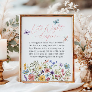 Wildflower Butterfly Garden Late Night Diapers Poster