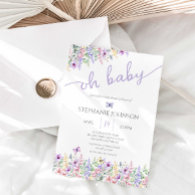 Wildflower Butterfly Garden Lavender Baby Shower Invitation