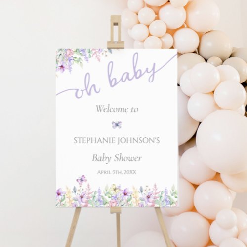 Wildflower Butterfly Garden Lavender Baby Welcome Poster