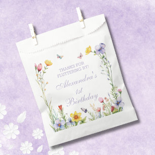 Wildflower Butterfly Girl 1st Birthday Favor Bag