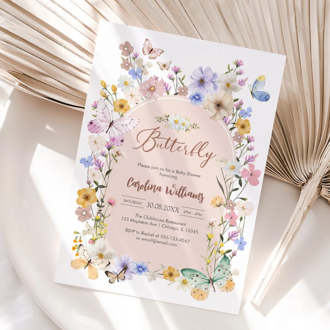 Wildflower Butterfly Girl Baby Shower Invitation (Creator Uploaded)