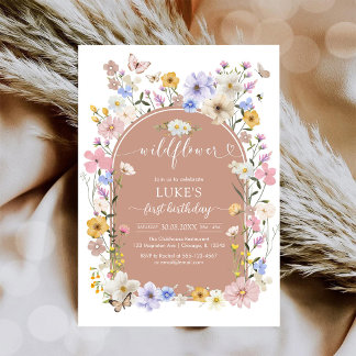 Wildflower Butterfly Girl Birthday Invitation