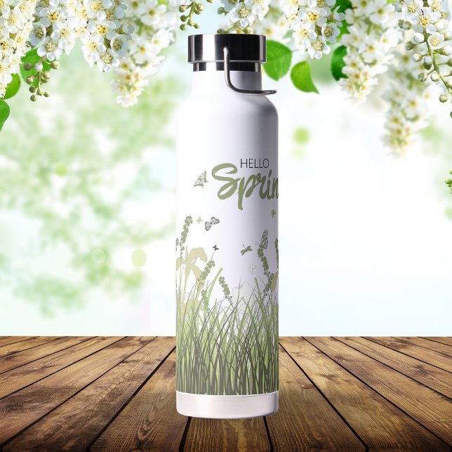 Wildflower Butterfly Hello Spring Personalized Water Bottle (Creator Uploaded)