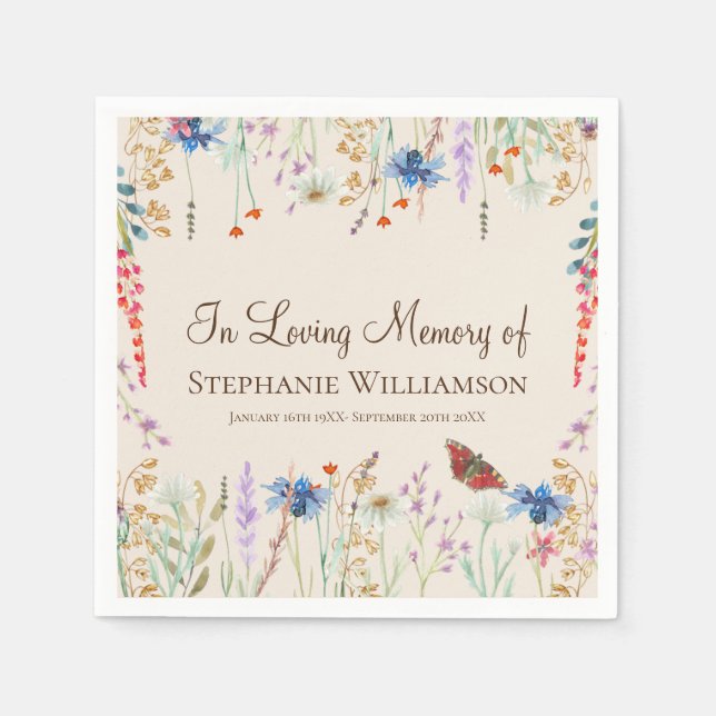 Wildflower & Butterfly In Loving Memory  Napkins (Front)