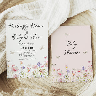 Wildflower Butterfly Kisses Baby Wish Baby Shower Invitation