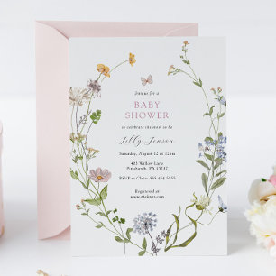 Wildflower Butterfly Meadow Baby Shower Invitation