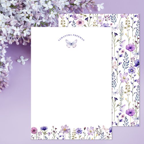 Wildflower  Butterfly Personalized Stationery  Thank You Card