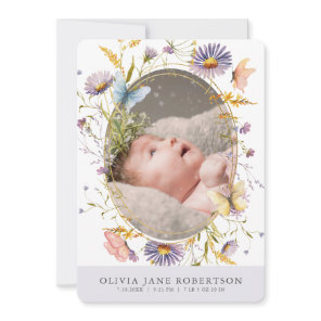 Wildflower Butterfly PPL Photo Birth Announcement