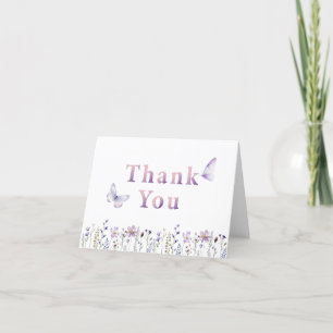 Wildflower Butterfly Purple Thank You Card