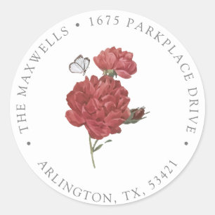 Wildflower Butterfly Return Address Classic Round Sticker