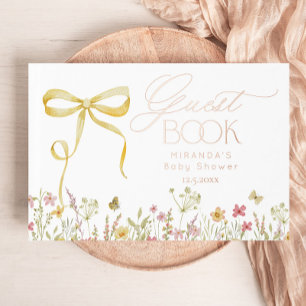 Wildflower Butterfly Spring floral Baby Shower Foil Guest Book