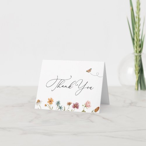 Wildflower Butterfly Thank You  Note Card