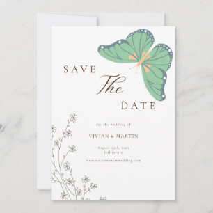 Wildflower & Butterfly Wedding Save The Date Invitation
