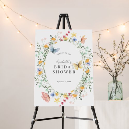 Wildflower Butterfly Wreath Bridal Shower Welcome Foam Board