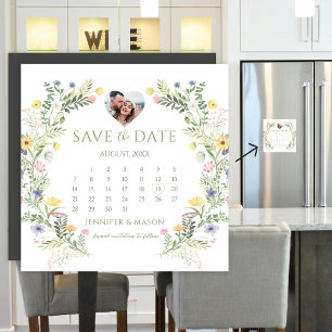 Wildflower Calendar Save the Date Photo Magnet