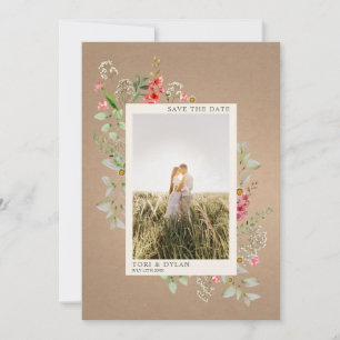 Wildflower Cardstock Botanical Photo Wedding Save The Date