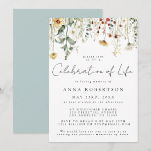Wildflower Celebration of Life Funeral Invitation