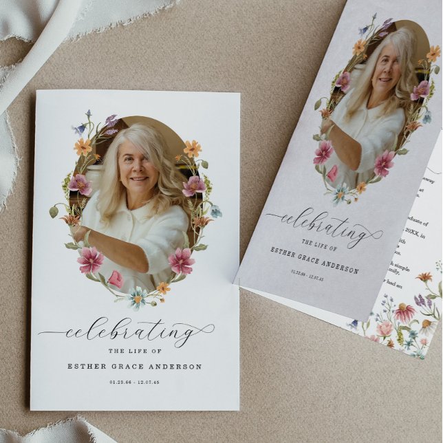 Wildflower Celebration of Life Funeral Program Flyer (Creator Uploaded)