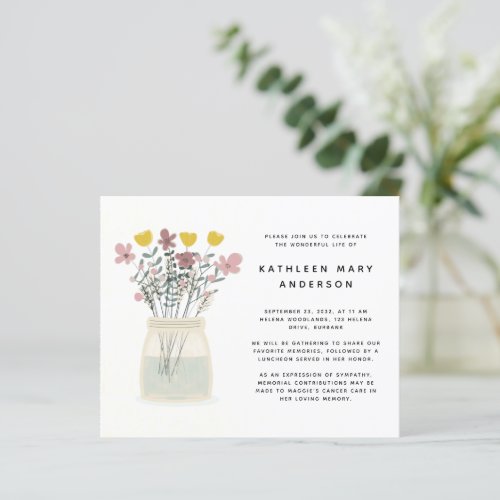 Wildflower Celebration of Life Invitation