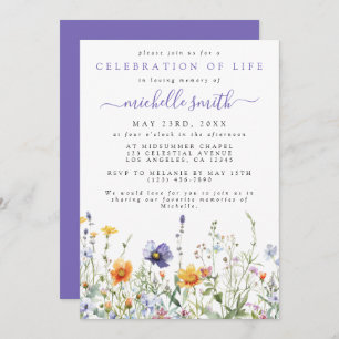 Wildflower Celebration of Life Memorial Funeral Invitation