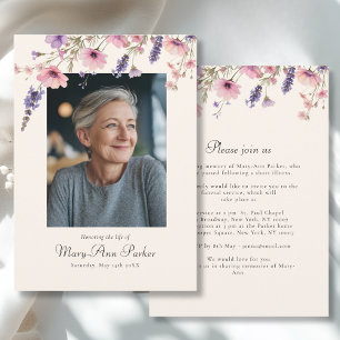 Wildflower "Celebration of Life" Photo Funeral Invitation