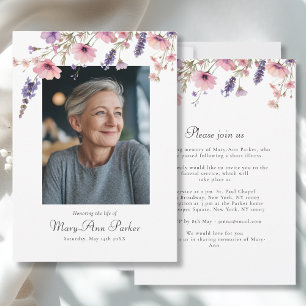 Wildflower "Celebration of Life" Photo Funeral Invitation