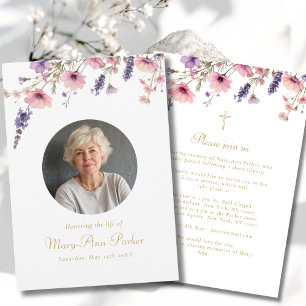 Wildflower "Celebration of Life" Photo Funeral Invitation