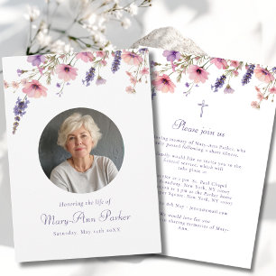 Wildflower "Celebration of Life" Photo Funeral  Invitation