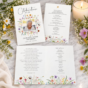 Wildflower Celebration of Life Photo Funeral Program