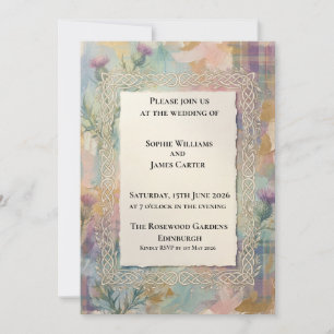 Wildflower Celtic Rope Border Scottish Wedding Invitation