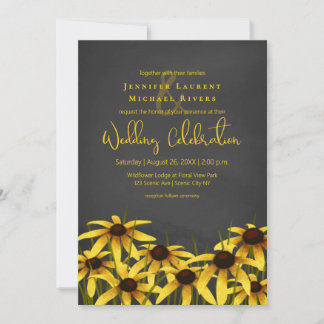 wildflower chalkboard Black Eyed Susan flower Invitation