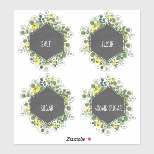Wildflower Chalkboard Kitchen Canister Label (Sheet)