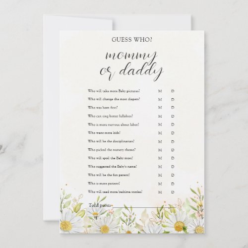 Wildflower Chamomile Boho Baby Shower Games Invitation