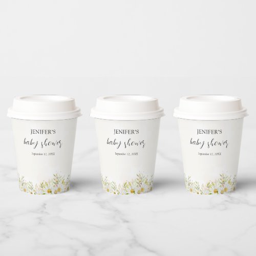 Wildflower Chamomile Boho Baby Shower Paper Cups