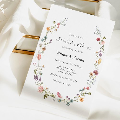 Wildflower Champagne Bridal Shower Invitation