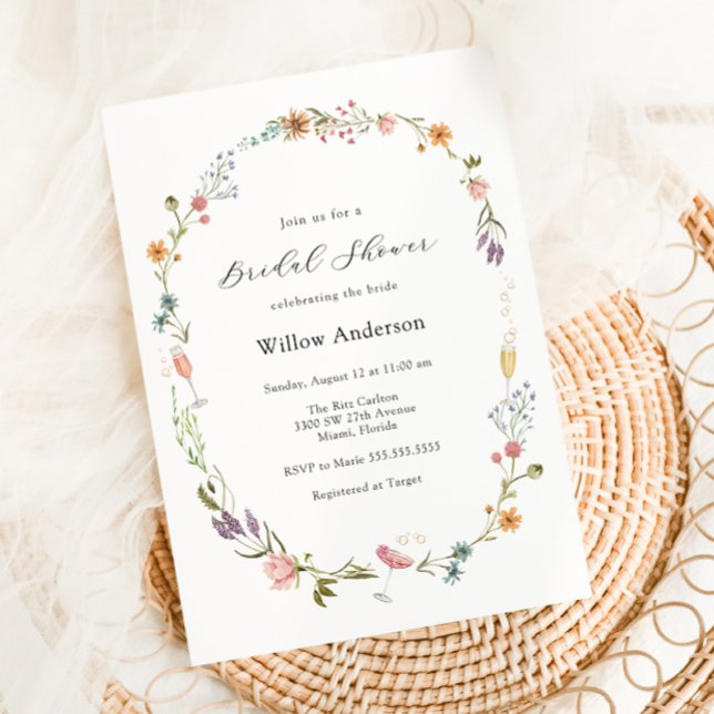 Wildflower Champagne Bridal Shower Invitation (Creator Uploaded)