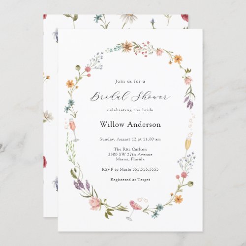 Wildflower Champagne Bridal Shower Invitation