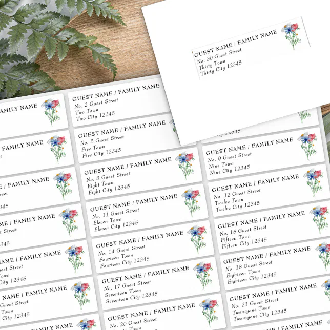 Wildflower Charm 30 Floral Wedding Guest Address Sticker | Zazzle