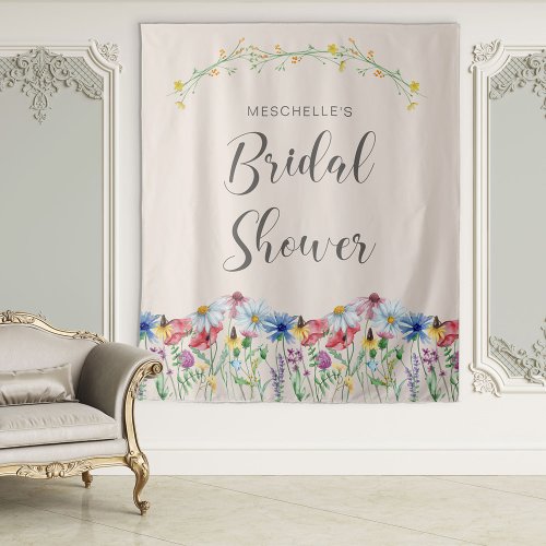 Wildflower Charm Cottage Garden Bridal Shower Tapestry