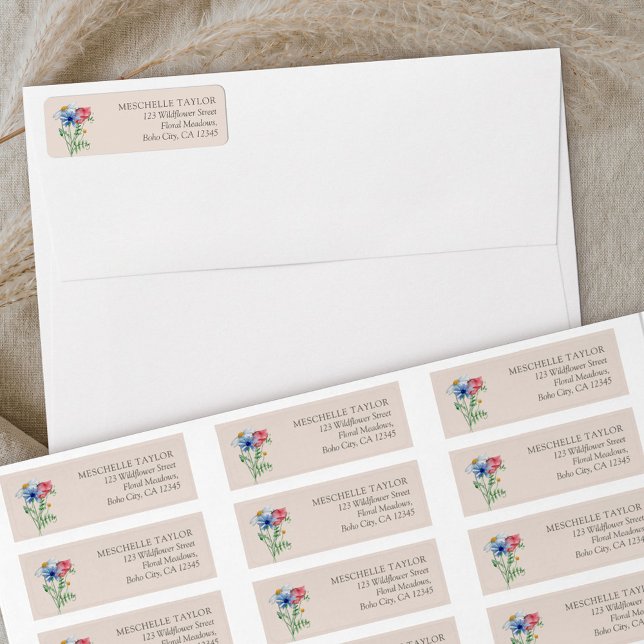 Wildflower Charm Country Botanical Return Address Label (Return Address labels from my Wildflower Charm collection)