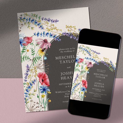 Wildflower Charm Country Floral Arch Wedding Invitation