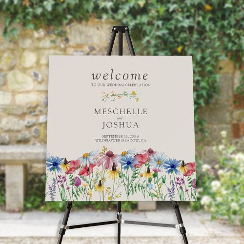 Wildflower Charm Country Floral Wedding Welcome Foam Board