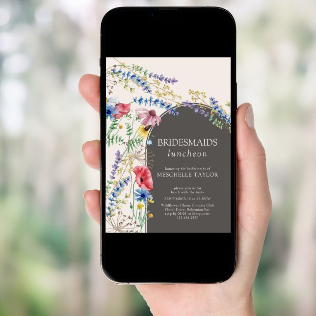 Wildflower Charm Floral Arch Bridesmaids Luncheon Invitation (Front Digital)