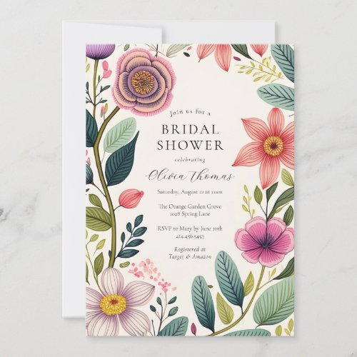 Wildflower Chic Bridal Shower Invitation