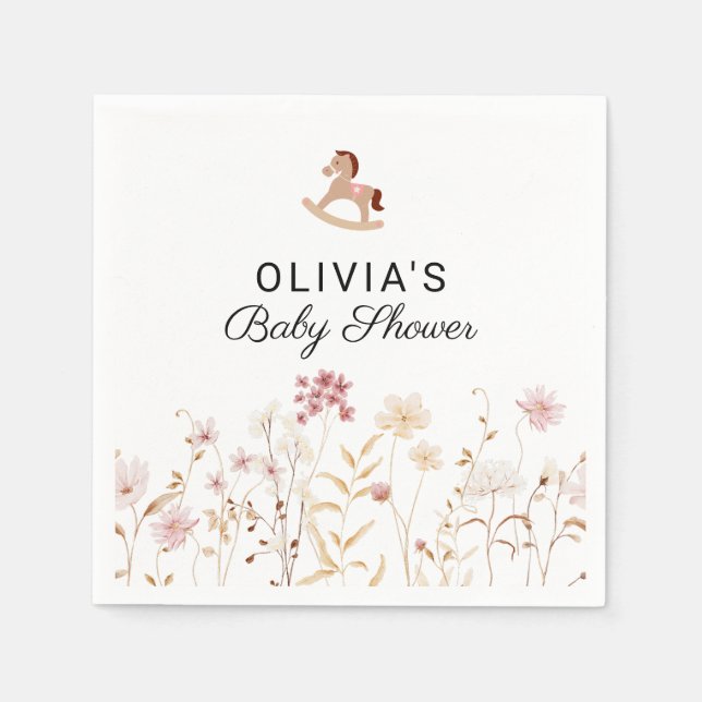 Wildflower Chic Floral Boho Baby Shower Paper Napkins (Front)
