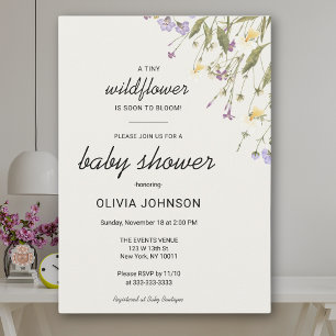 Wildflower Chic Gender Neutral Soft Sage Floral Invitation