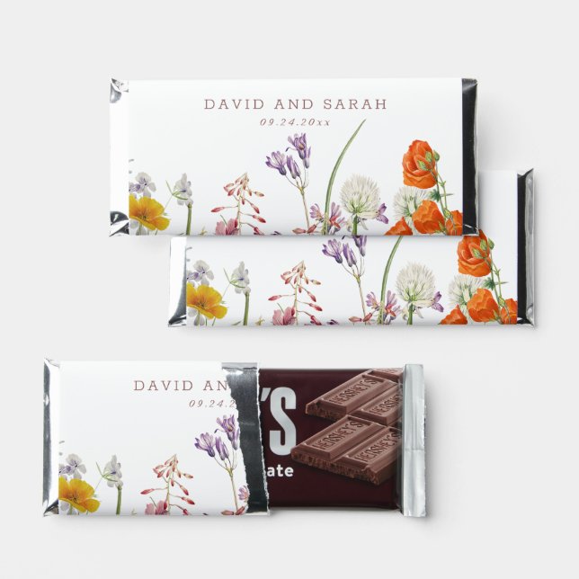 Wildflower Chocolate Bar Wrappers - Wedding Favors (Front)